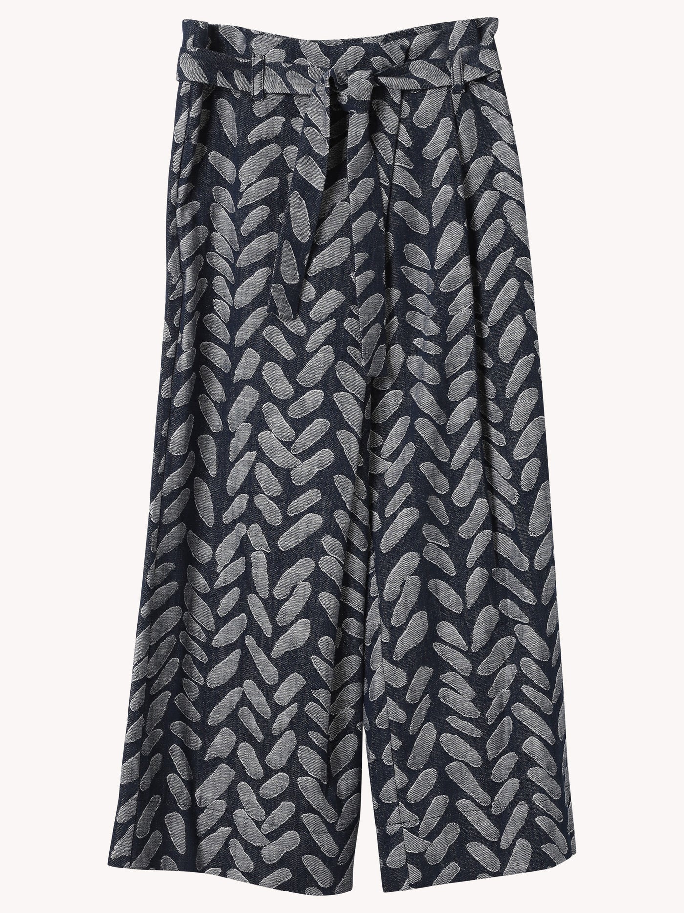 WIDE LEG PRINT DENIM PANTS