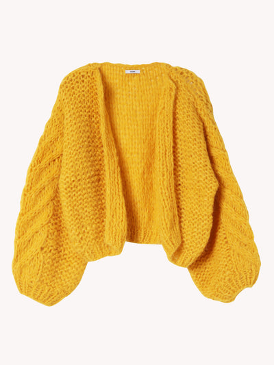 Fleecy Alpaca Cardi Bomber in Yellow