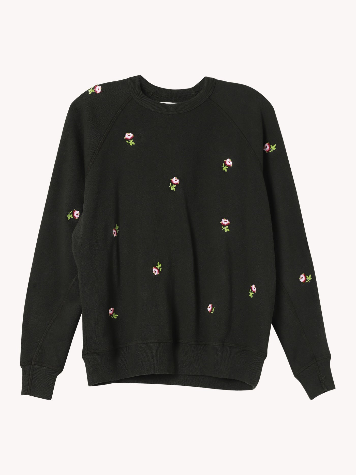 College Sweatshirt with Embroidered Roses