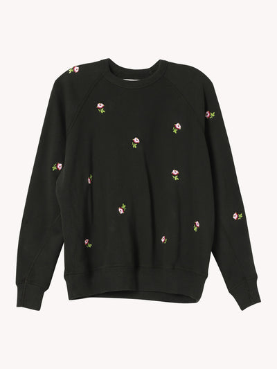 College Sweatshirt with Embroidered Roses