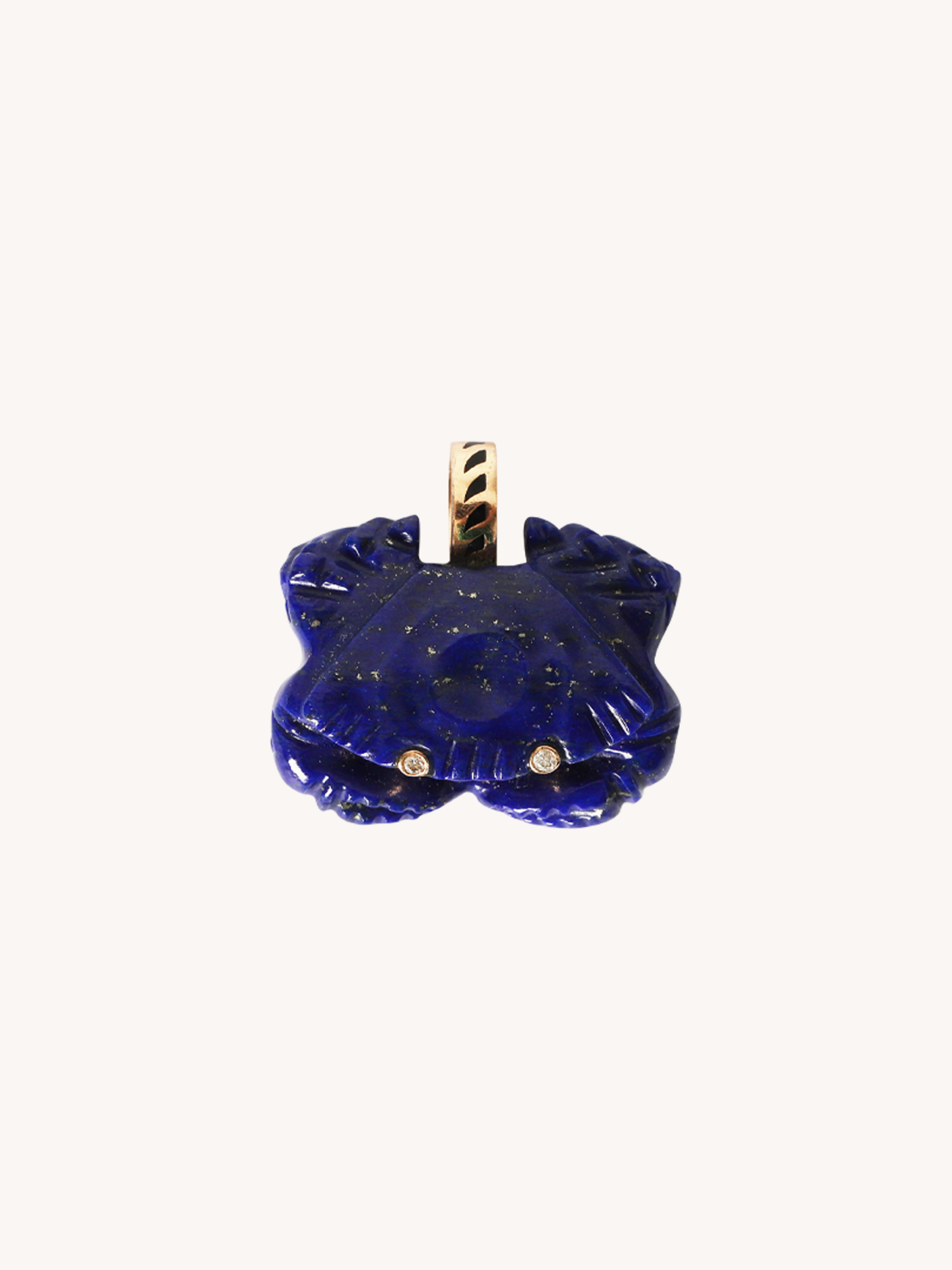 Lapis Crab Charm with Diamond Eyes