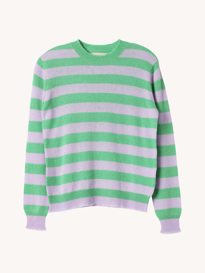 Striped Distressed Crew Sweater