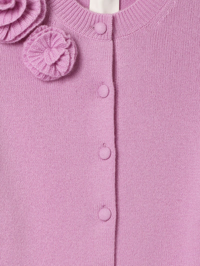 RD Cardigan with Appliqué Roses in Wisteria