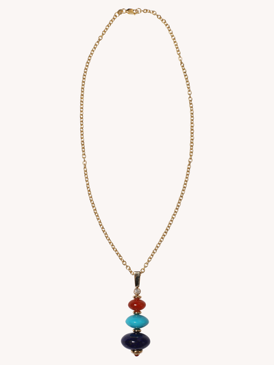 Lapis, Turquoise and Carnelian Root Pendant Necklace