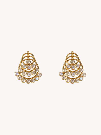 22K YELLOW GOLD & RAINBOW MOONSTONE FANTASIA SEQUIN EARRINGS