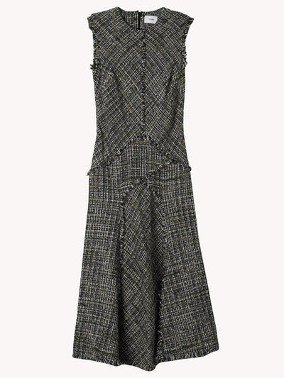 SLEEVELESS TWEED MIDI DRESS
