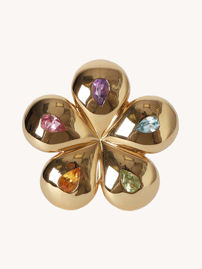 Mini Petal Flower Studs with Multi-Colored Pears