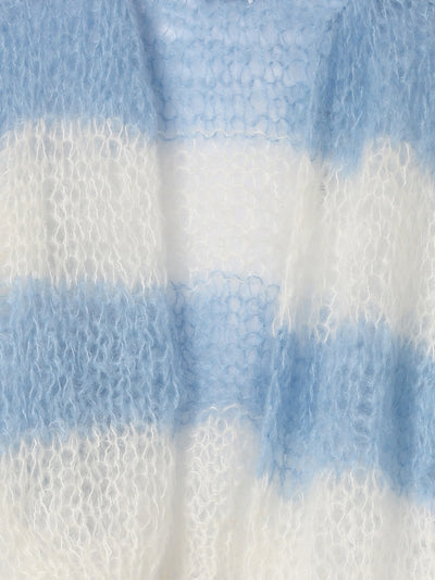 Creme & Blue Mohair Bomber Cardigan