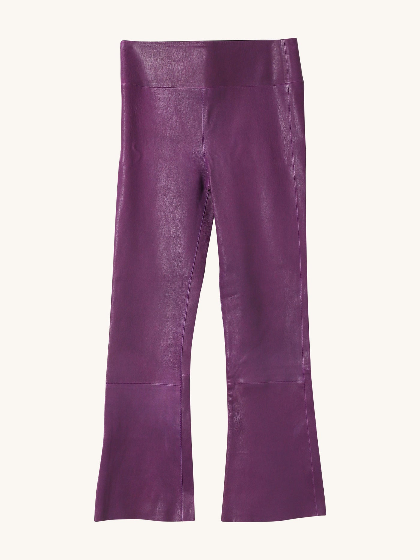 Crop Flare Leather Legging in Violet