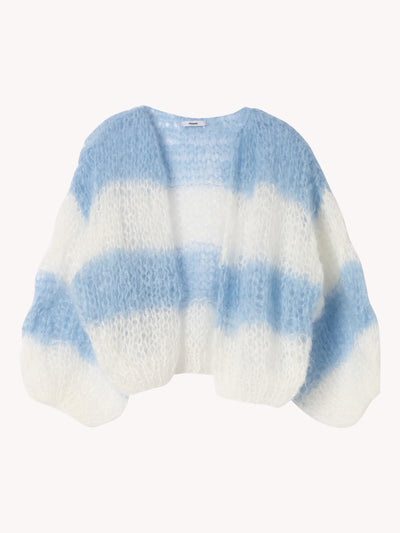 Creme & Blue Mohair Bomber Cardigan