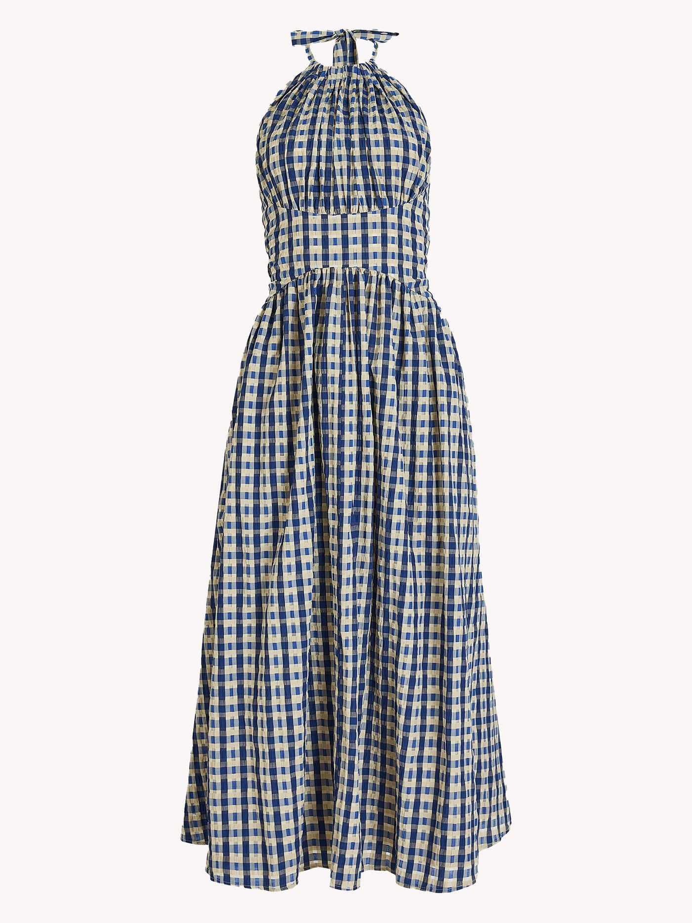 Halter in the Name of Love Seersucker Dress, Check / 0 | Rosie Assoulin Halter in the Name of Love Seersucker Dress, Check / 0 | Rosie Assoulin