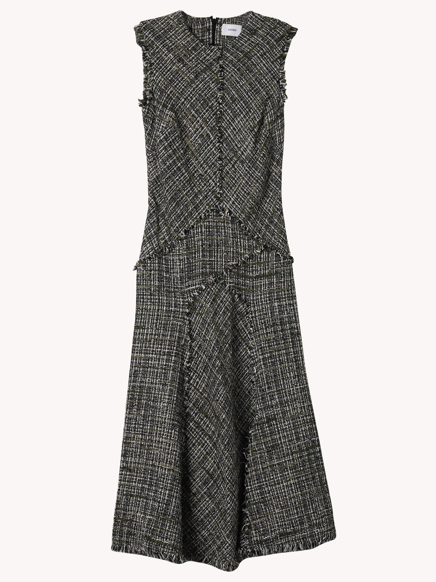 SLEEVELESS TWEED MIDI DRESS