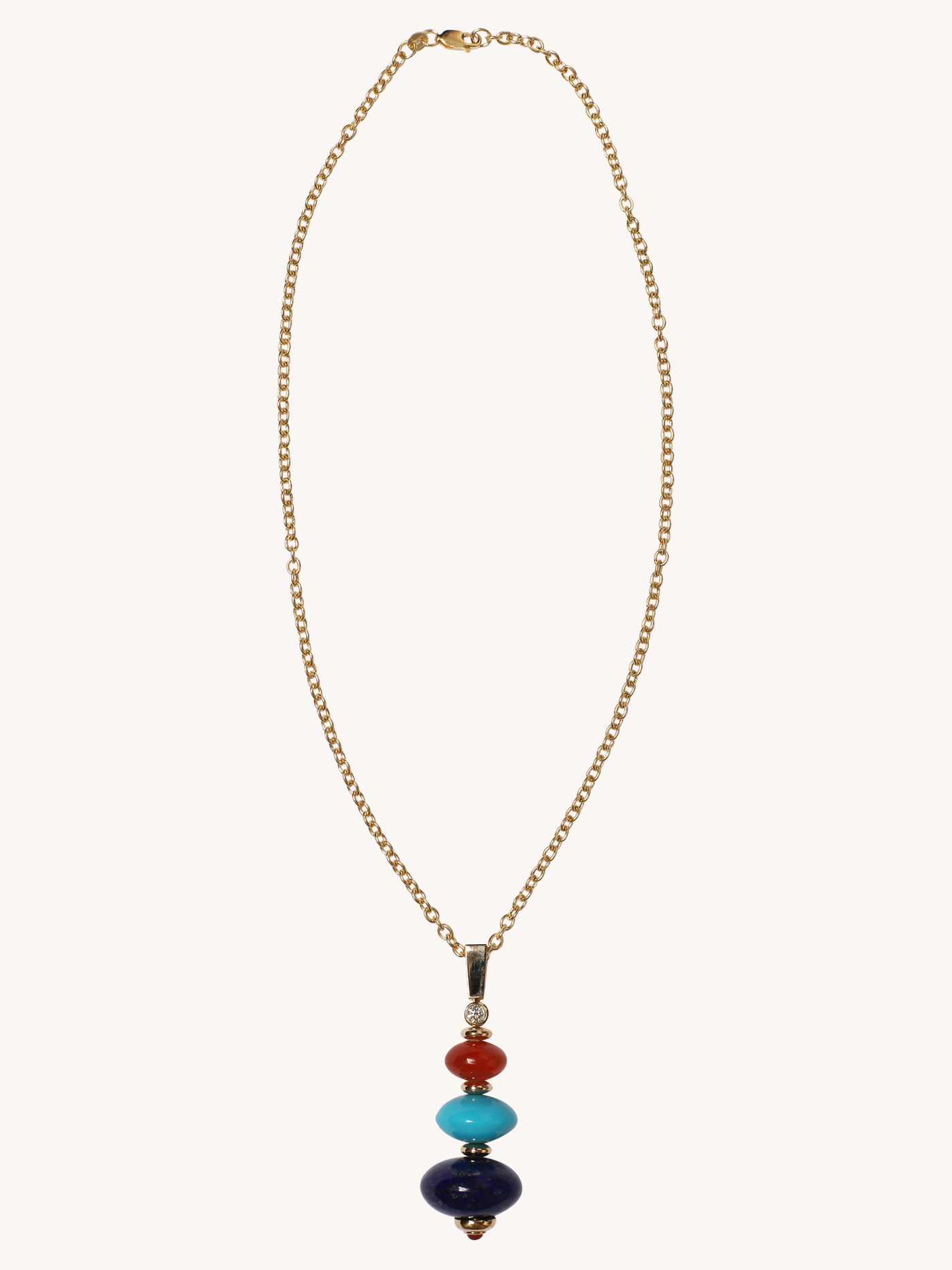 Lapis, Turquoise and Carnelian Root Pendant Necklace