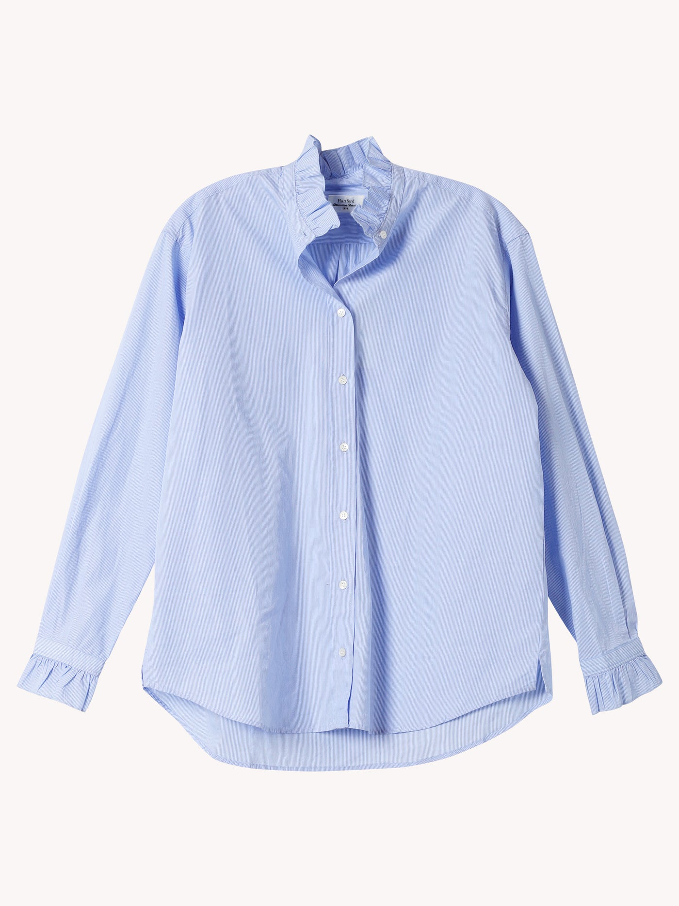 CHANA WOVEN SHIRT IN BLUE STRIPE