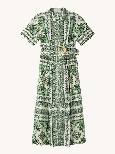 slim fit dress slacks Henry Dress in Colette Toile Green Xs