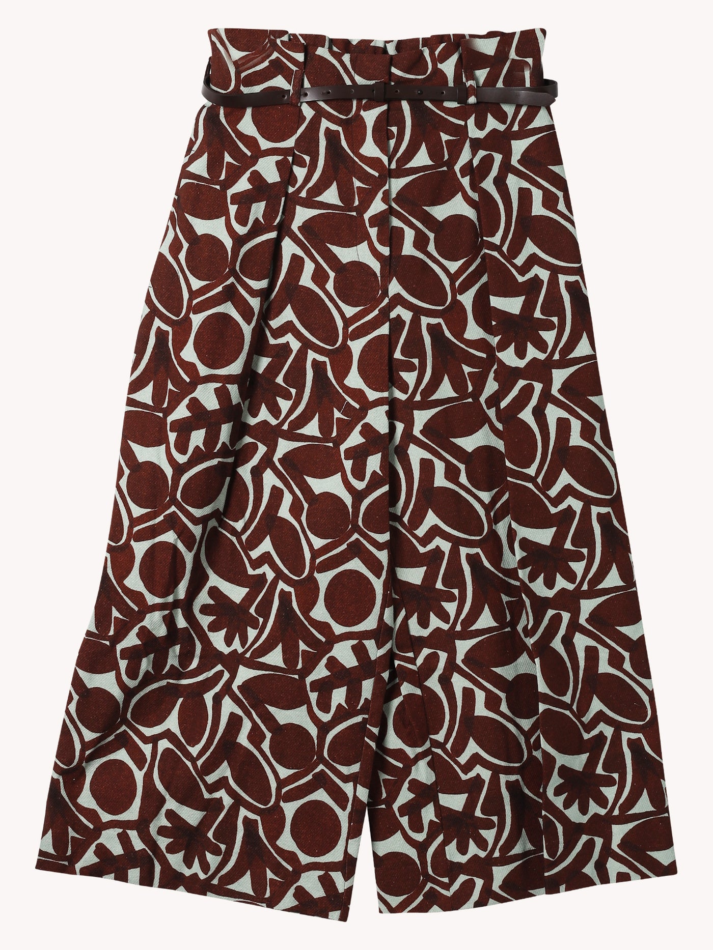 GEOMETRIC PRINTED BURGUNDY & LIGHT BLUE PANTS