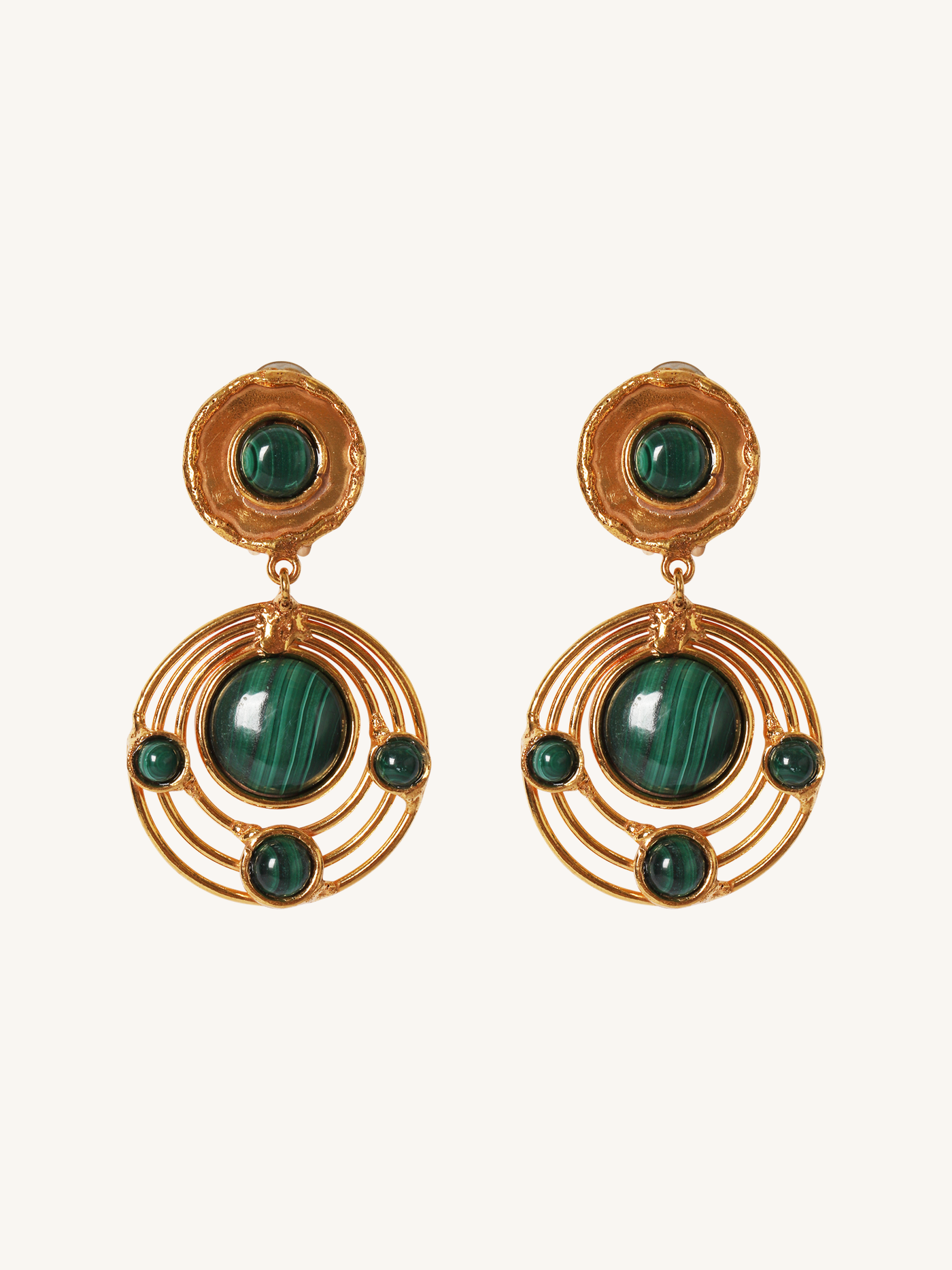 Ellipse Earrings in Malachite