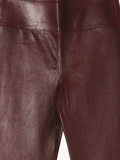 ANKLE FLARE LEATHER LEGGING IN PINOT