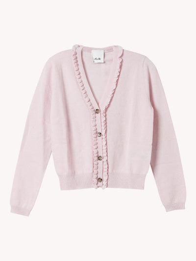 V-NECK CARDIGAN WITH RUFFLE
