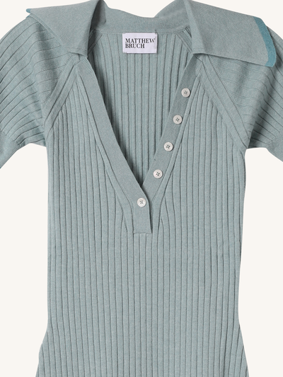 Polo Rib Knit Mini Dress
