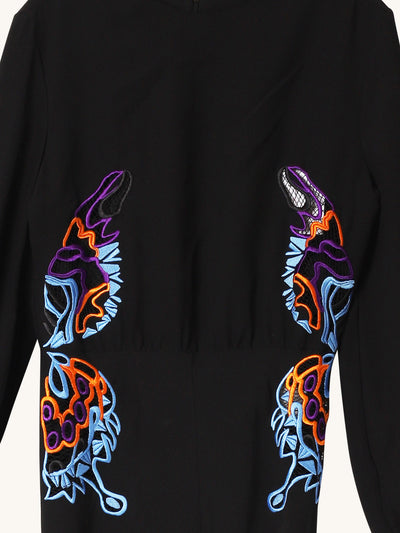 Embroidered Black Dress