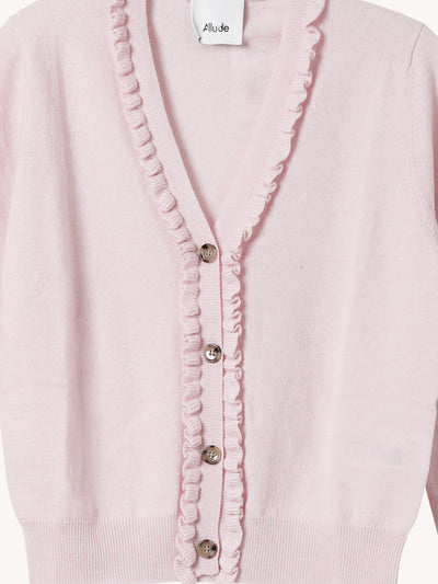 V-NECK CARDIGAN WITH RUFFLE