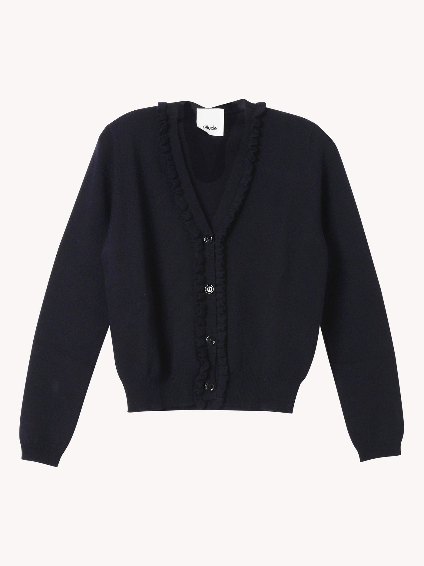 V-NECK CARDIGAN WITH RUFFLE