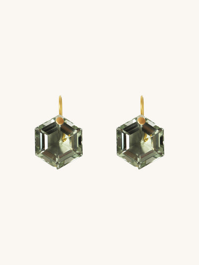 Green Quartz Extra Large Hexagon Earrings