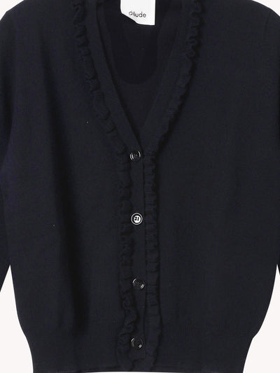 V-NECK CARDIGAN WITH RUFFLE