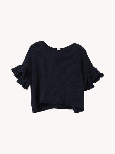 Cotton Knit Ruffle Top