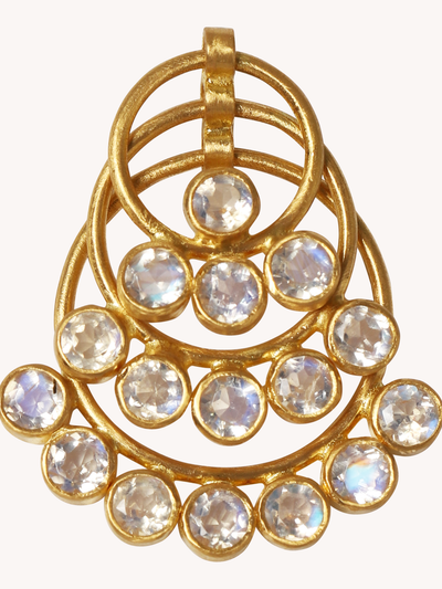 22K YELLOW GOLD & RAINBOW MOONSTONE FANTASIA SEQUIN EARRINGS