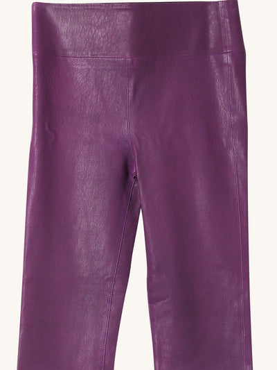 Crop Flare Leather Legging in Violet