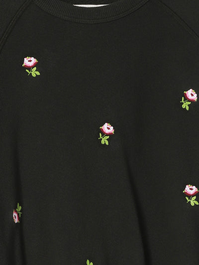 College Sweatshirt with Embroidered Roses