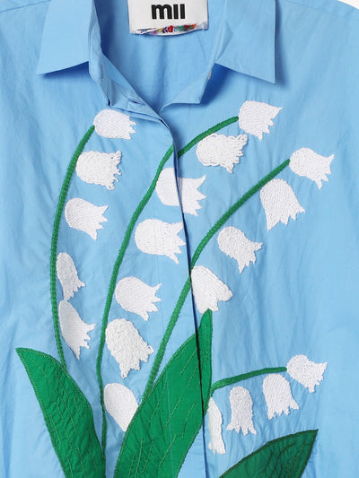 Sky Blue Embroidered Shirt