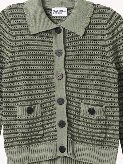 Striped Mesh Cardigan