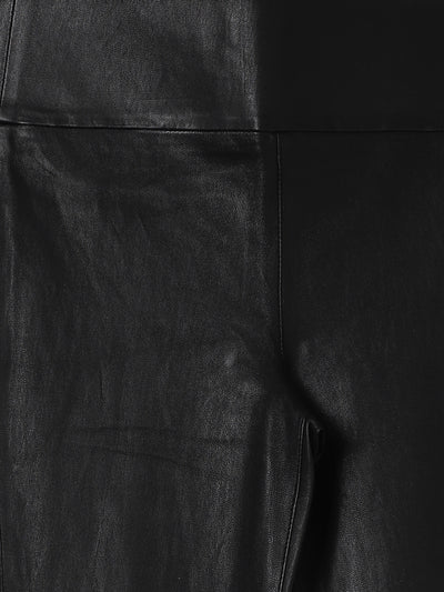 Ankle Flare Leather Legging in Black
