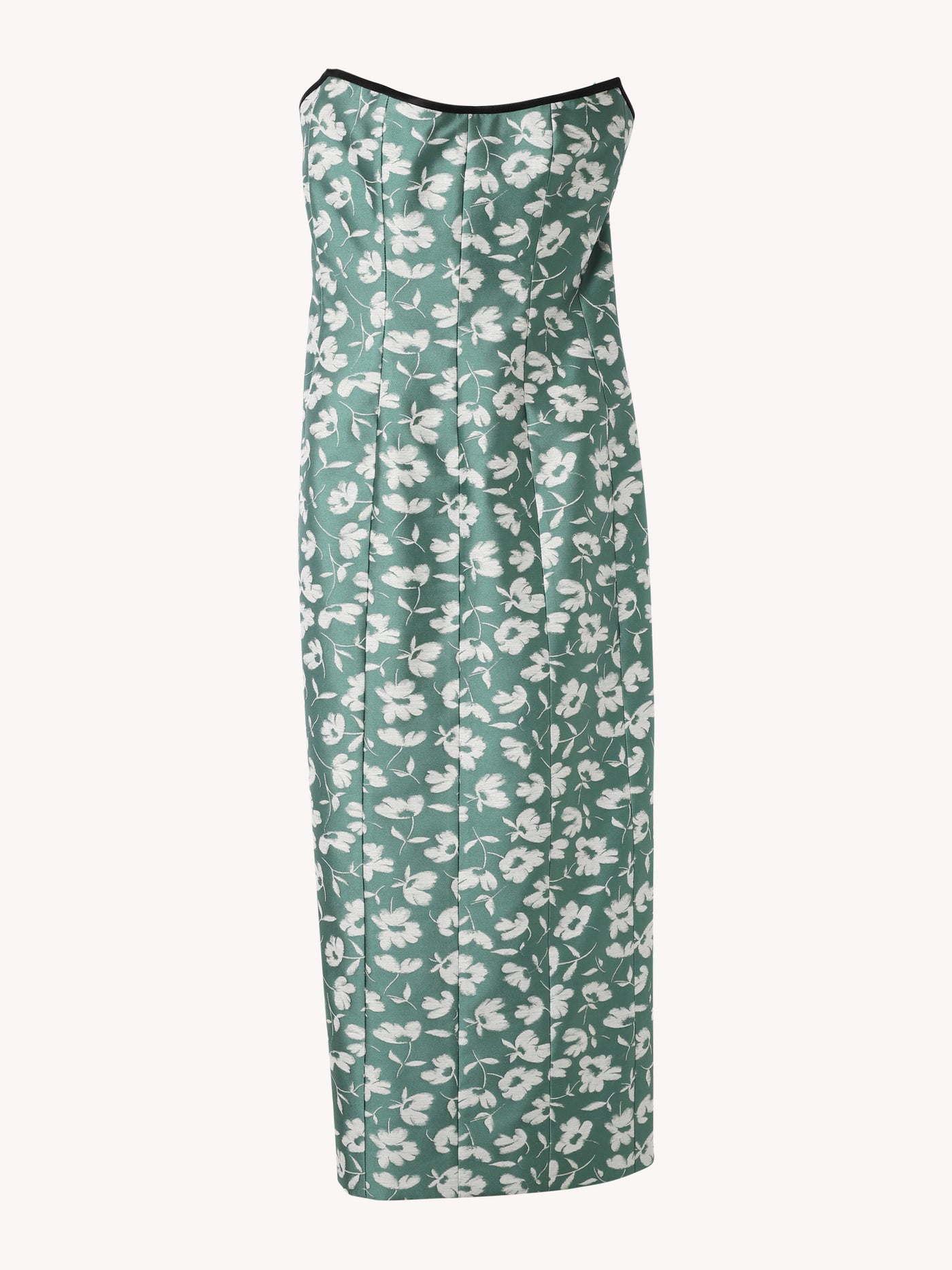 strapless brocade midi dress Lana Green and White Floral Brocade Midi Dress