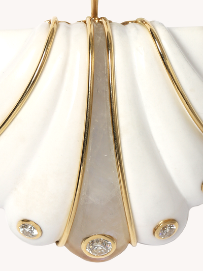 Carved Shell Pendant with Diamonds