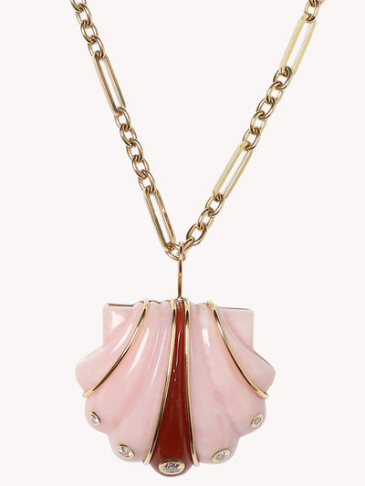 Pink Opal Shell Pendant Necklace