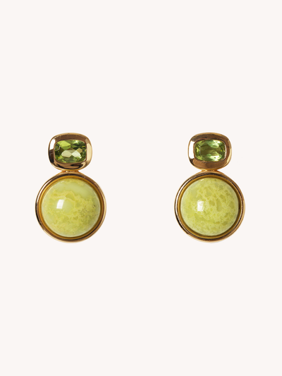 Opal Marker Earrings in Peridot & Brazilian Opal