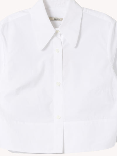 WHITE CROP BUTTON DOWN