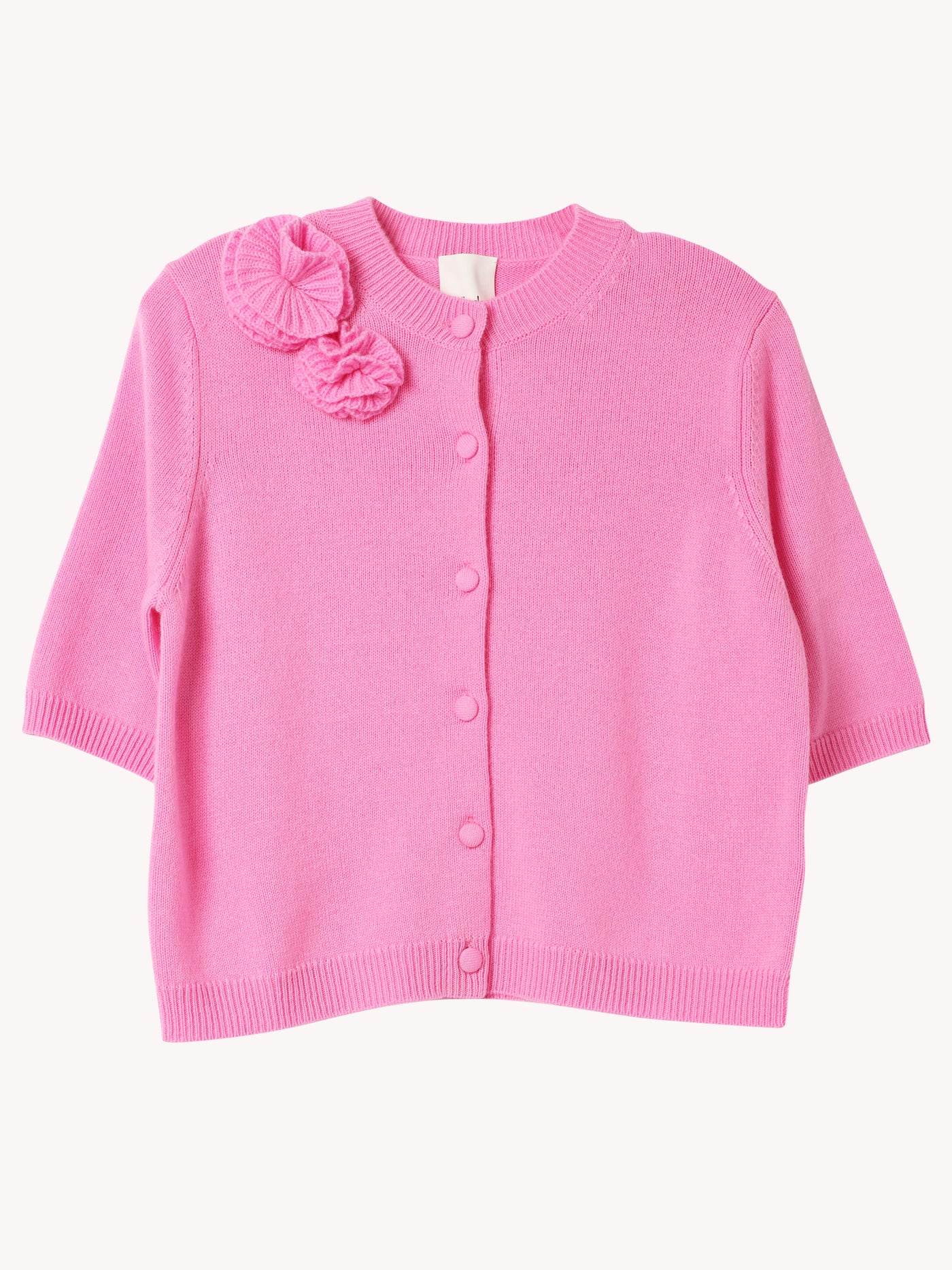 RD Cardigan with Appliqué Roses in Pink