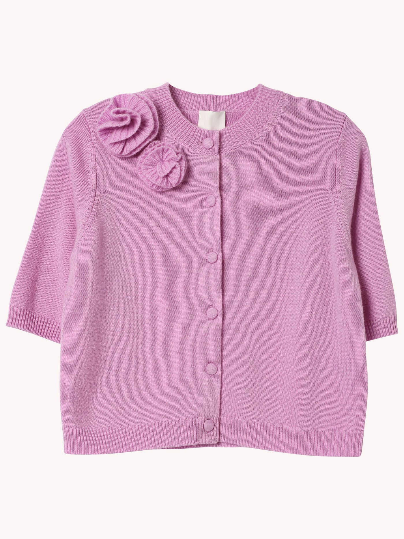 RD Cardigan with Appliqué Roses in Wisteria