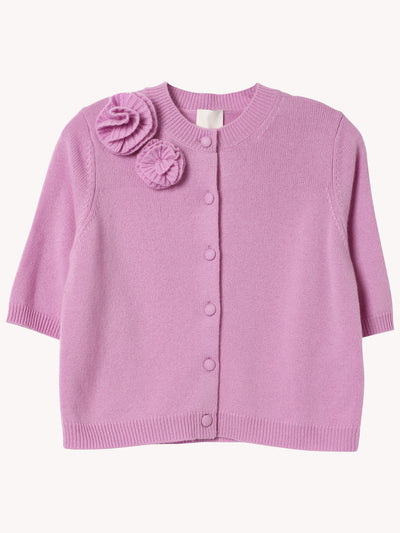 RD Cardigan with Appliqué Roses in Wisteria