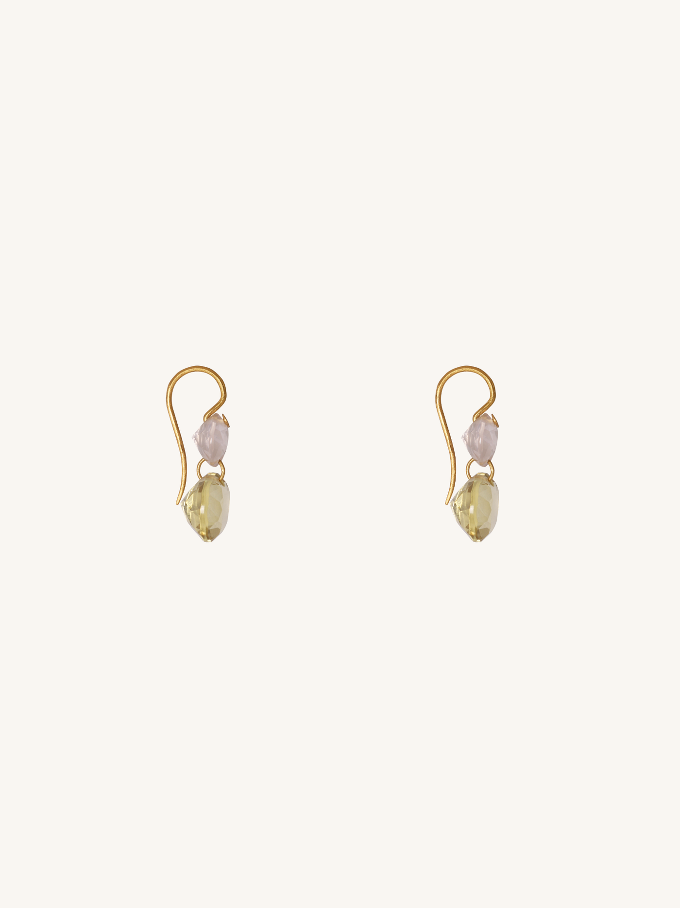 Rose Quartz & Lemon Quartz Small Earrings