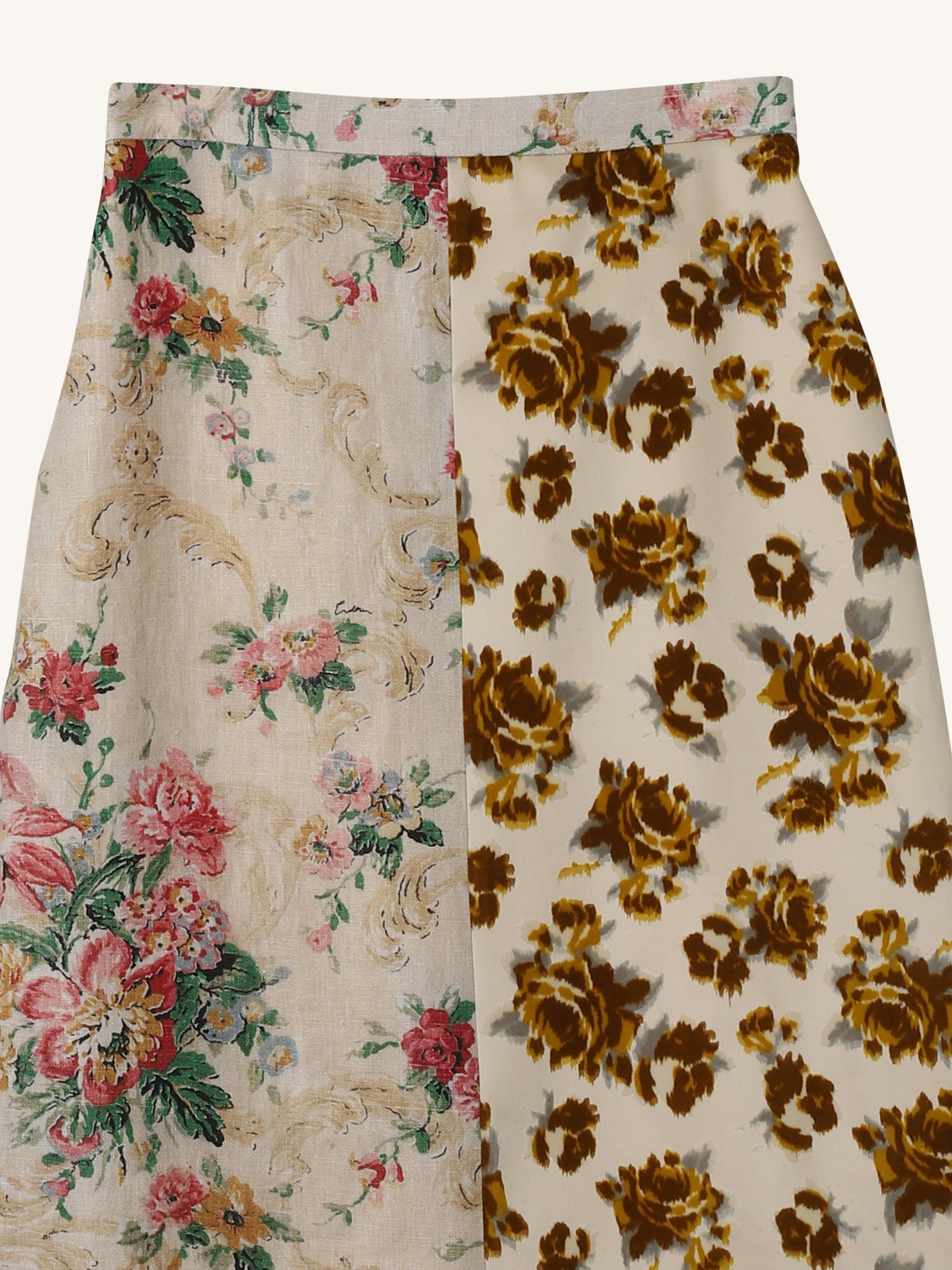 Linen Chintz Pleated Midi Skirt