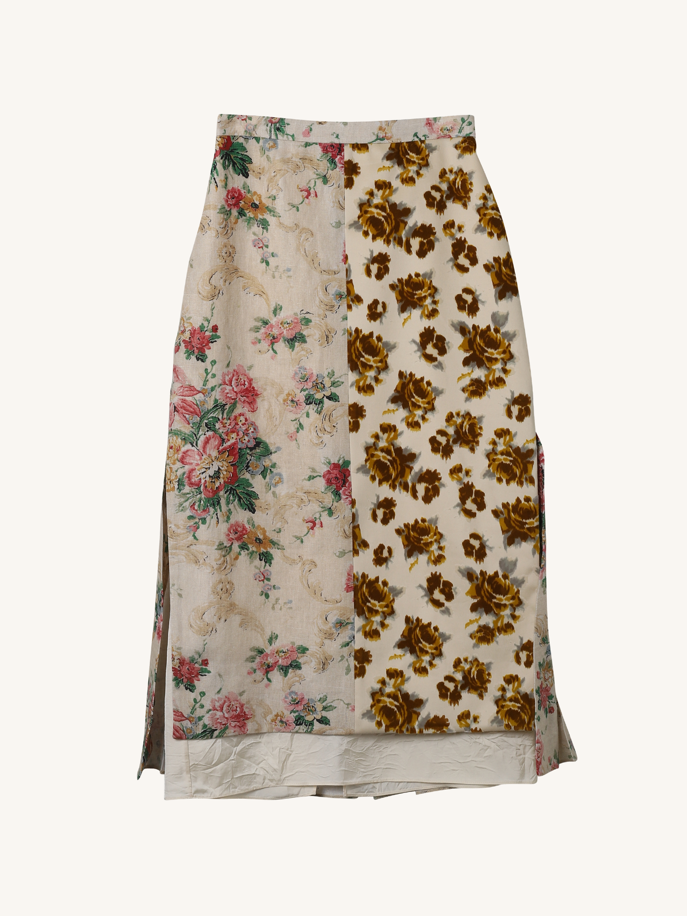 Linen Chintz Pleated Midi Skirt