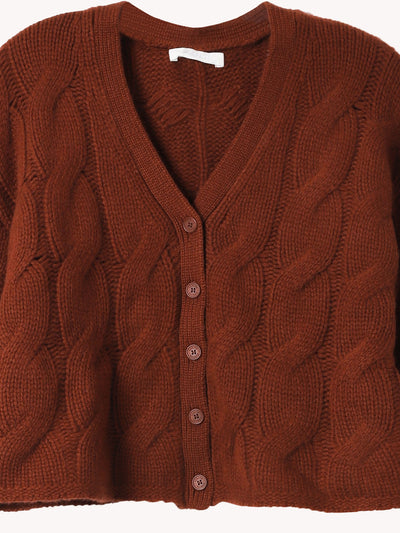 JOLIE V NECK CROPPED CABLE CARDIGAN