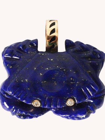 Lapis Crab Charm with Diamond Eyes