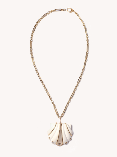 Carved Shell Pendant with Diamonds